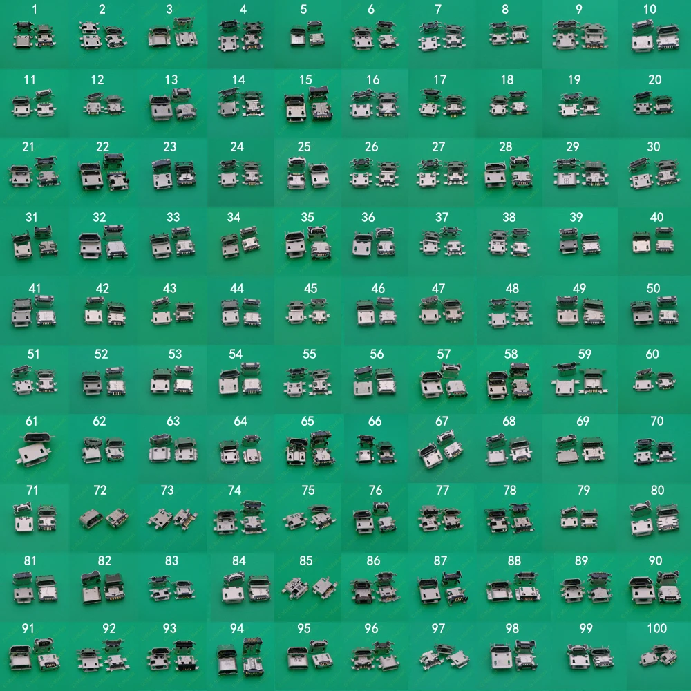 

100Model Mini Micro usb connector Very common charging port socket v8 plug female 5pin for Samsung Lenovo Huawei ZTE Xiaomi Asus