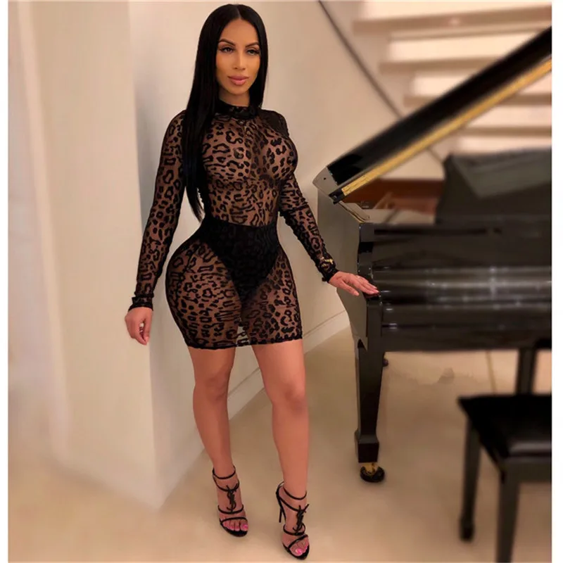 leopard bodycon dress long sleeve