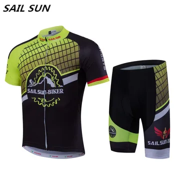 

SAIL SUN Men Green Black Team Cycling Jersey Shorts Sets Pro Bike Short Jersey Bicycle Clothing Top Summer Bike Shirts