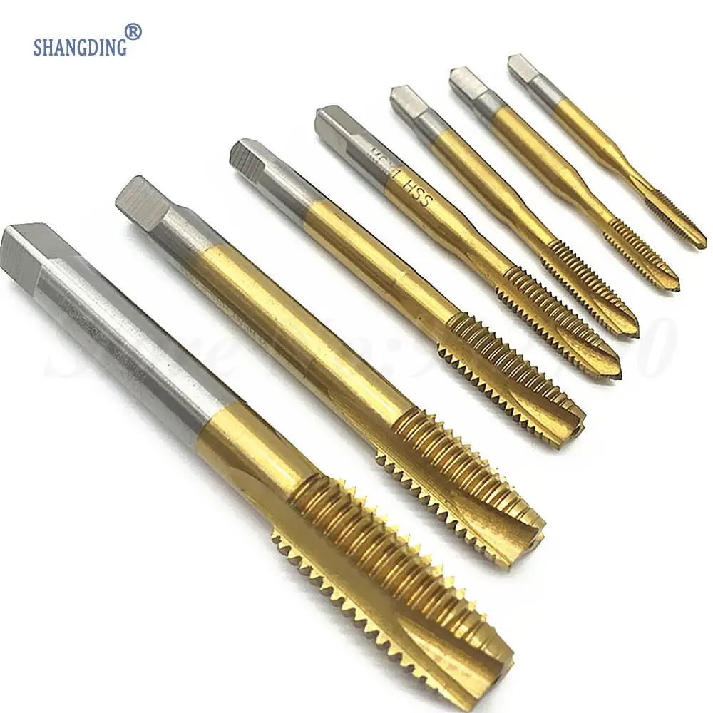 2Pcs hss titane-Coated Flûte Spirale Point Robinet Spirale Vis TAP Drill Bit M3-M6