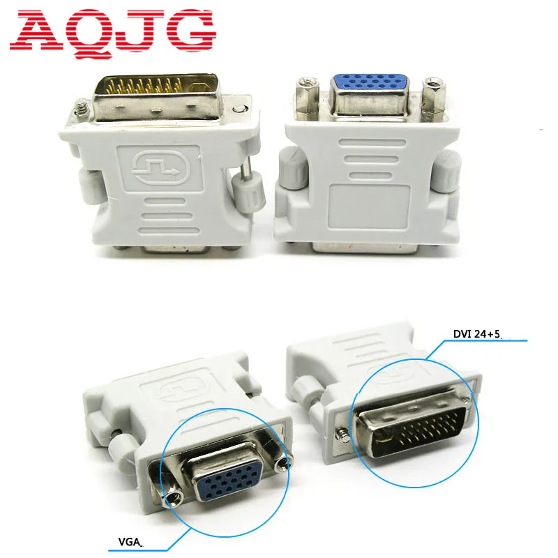 

DVI-I 24+5 Male to HD 15 Pin VGA SVGA Female Video Card Monitor LCD Converter Adapter White AQJG