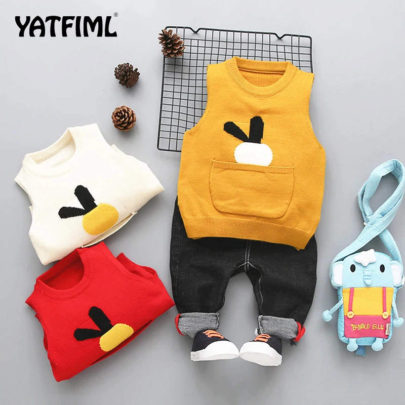 

YATFIML Autumn Girl And Boys Cartoon Knitting Vest Fashion Baby Vest Baby Clothes Kids Clothing Children Clothing