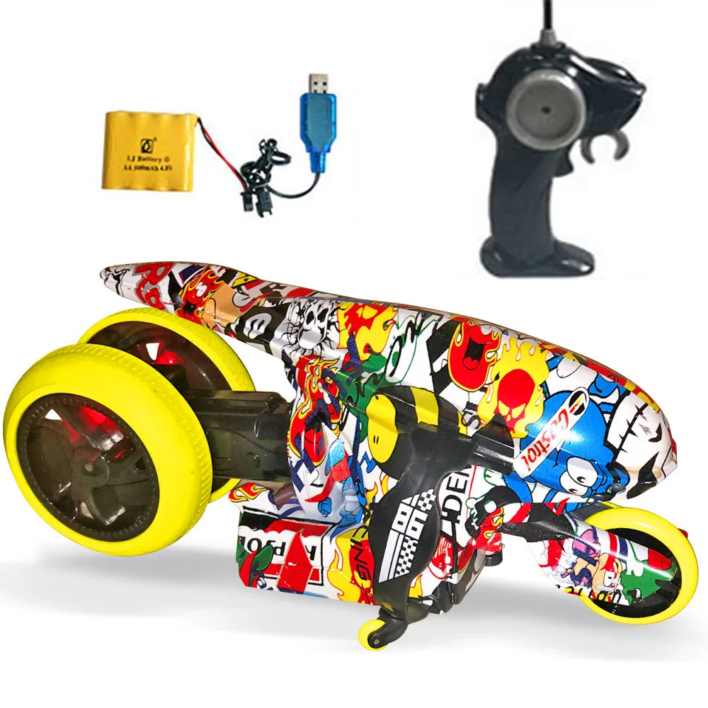

Colorful High Speed 2.4G Mini RC Motorcycle 3Wheel Radio Remote Control Stunt Drift Motorbike 360° Rotation Car Toy For Kid Gift
