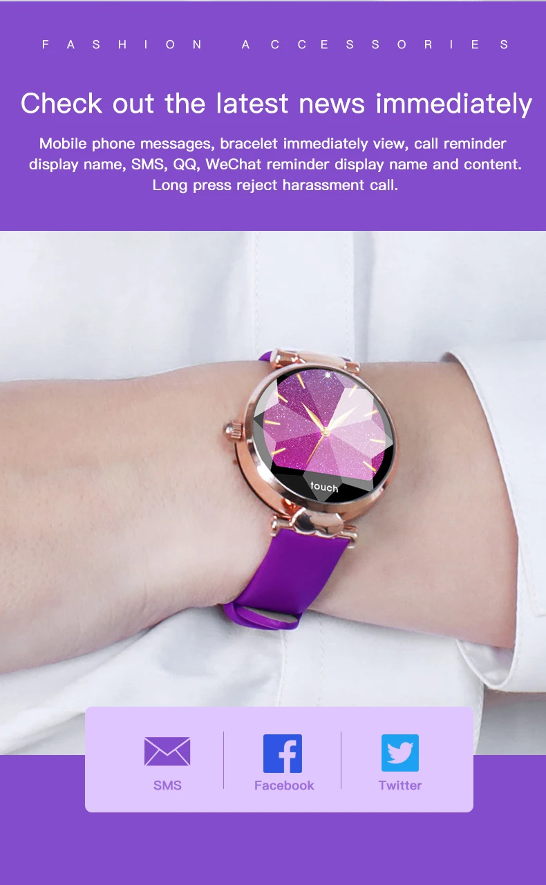 Модные женские часы T99 умный Браслет пульсометр Монитор артериального давления цветной экран часы водонепроницаемый Bluetooth браслет