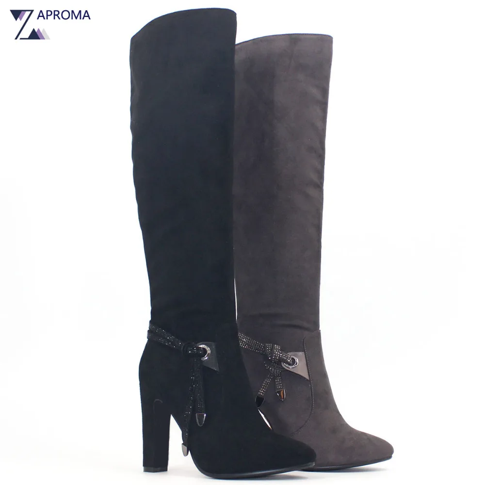 suede chunky heel boots