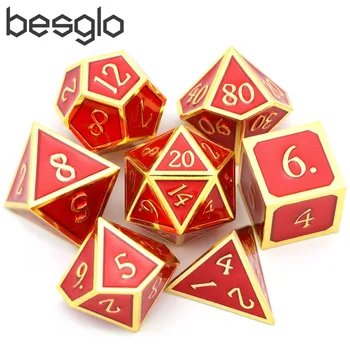 

Standard 16mm Metal Dice Red Color with Gold Edge for Dungeons and Dragons RPG Board Games