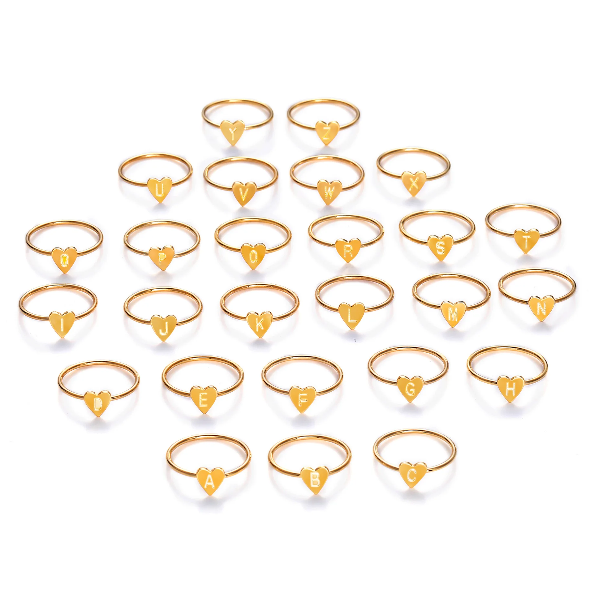 2019 New Fashion Gold Silver Color Heart Letters Rings for Women Personalized Engagement Wedding Party Finger Ring Set Anillos