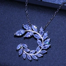 Посеребренные Цепочки и ожерелья Jewelry Для женщин Свадебная мода Оливковая ветвь CZ Кристалл Камень циркон кулон Цепочки и ожерелья подарок на день матери