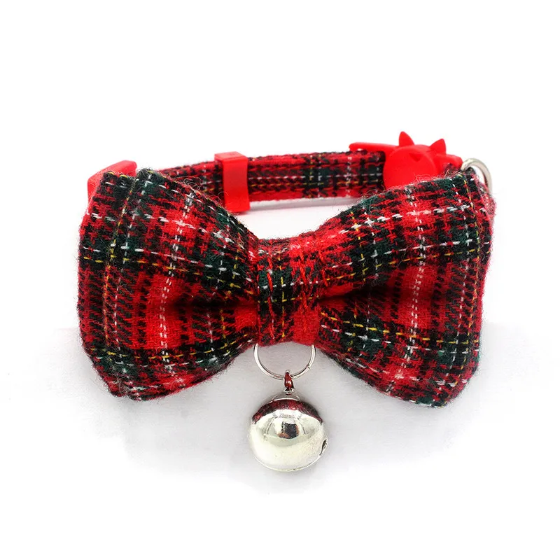 

Lovely Bow With Bell Pet Collar For Small Cat Kitten Dog Puppy Safety Collar Harness Striped Plaid Tie Buckle Bowknot Necklace