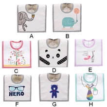 Детские нагрудники квадратной формы; двухслойные хлопковые водонепроницаемые Слюнявчики с рисунком; тканевые Слюнявчики для малышей; Детские аксессуары