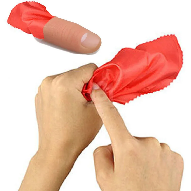 

2 Pcs/lot New Magic Trick Props Vanish Appearing Plastic Finger Thumb Tip Red Silk Scarf Disappear Tricks Stage Perfrom Props