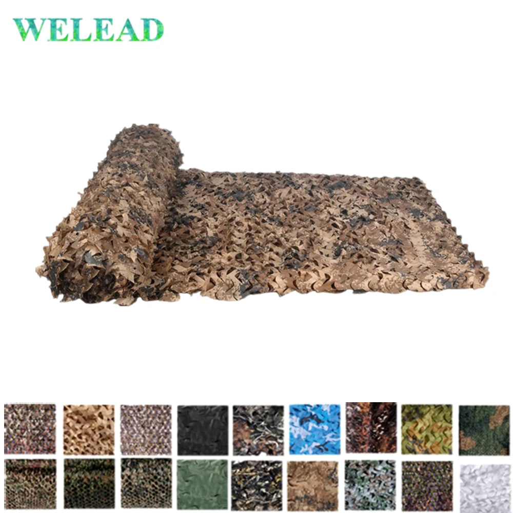 

WELEAD 18 Colors 7x7 Reinforced Camouflage Net Outdoor Awning Garden Gazebo Shade Camo Network Concealment Mesh Canopy Cover 7*7