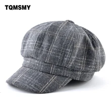 Осенняя клетчатая кепка газетчика мужские повседневные хлопковые береты зимние шапки для мужчин gorros planas Ретро стиль Мужские Восьмиугольные шапочки gorras