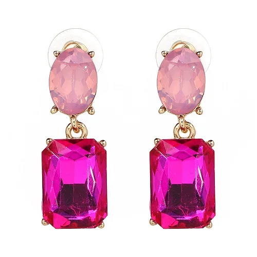 Высокое качество себе способа серьги блестящий кристалл шпилька Серьги для женщин ювелирные изделия Леди подарок - Окраска металла: hot pink