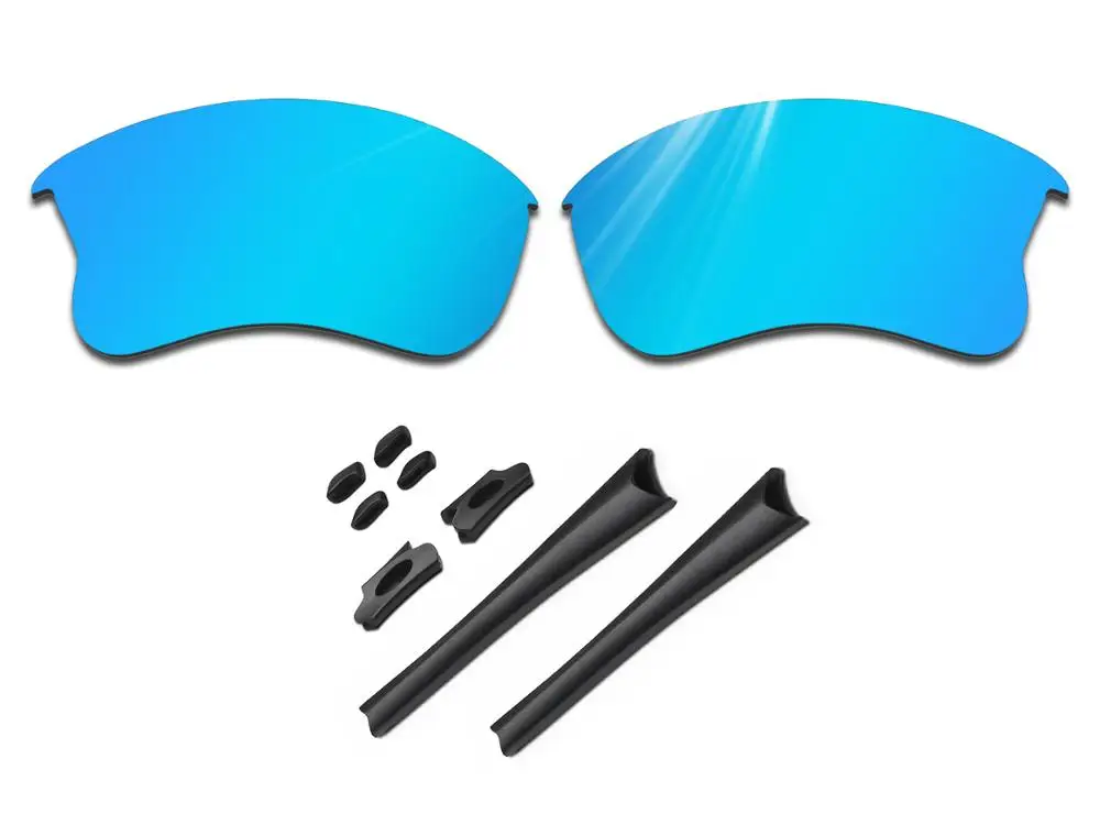 

Glintbay 100% Precise-Fit Ice Blue Replacement Lenses and Black Rubber kit for Oakley Flak Jacket XLJ Sunglasses