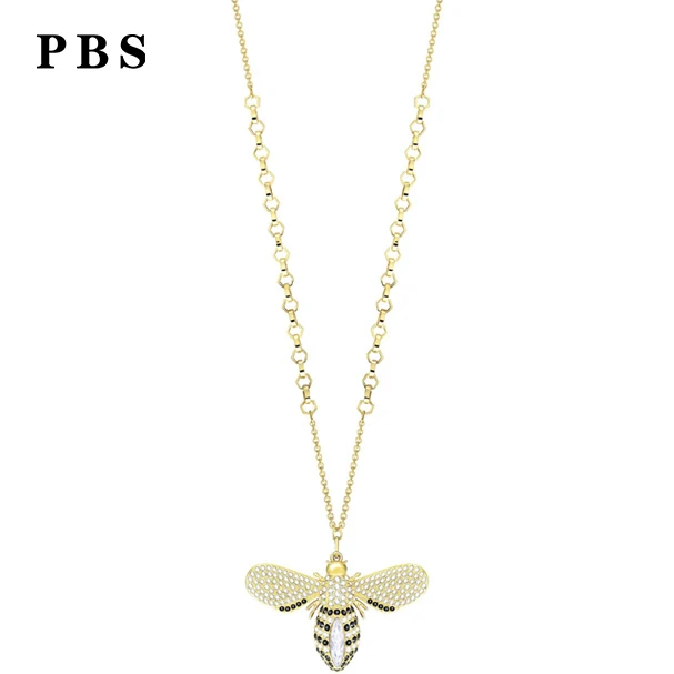 

PBS Original Copy High Quality 1:1 Exquisite Bee Sweater Chain Necklace Plated Gold Logo Free Package Manufacturers Wholesale