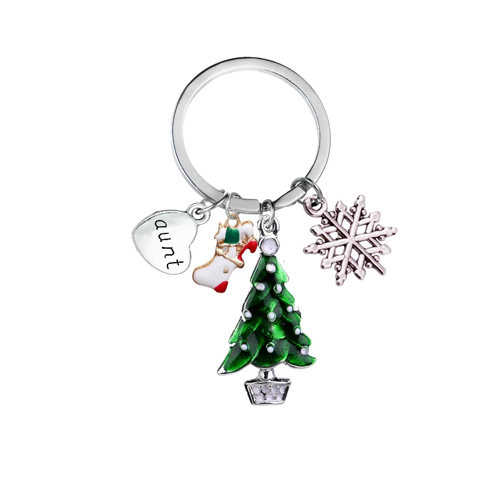 Hear Charm Keyring Gift For Aunt Keyring Gift Christmas Tree Snowflake