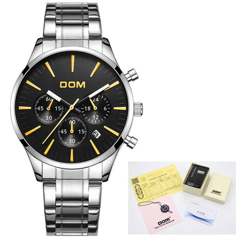 DOM Relogio Masculino Для мужчин часы Роскошные известный бренд Мужская Мода Повседневное часы военные Кварцевые наручные часы M-635 - Цвет: M-635D-1M9