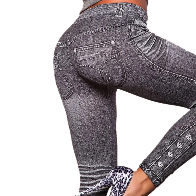 Спортивные Леггинсы серого цвета; модная Стиль джинсовые леггинсы женские леггинсы Мода выгодное предложение джинсы Тип джинсы-леггинсы