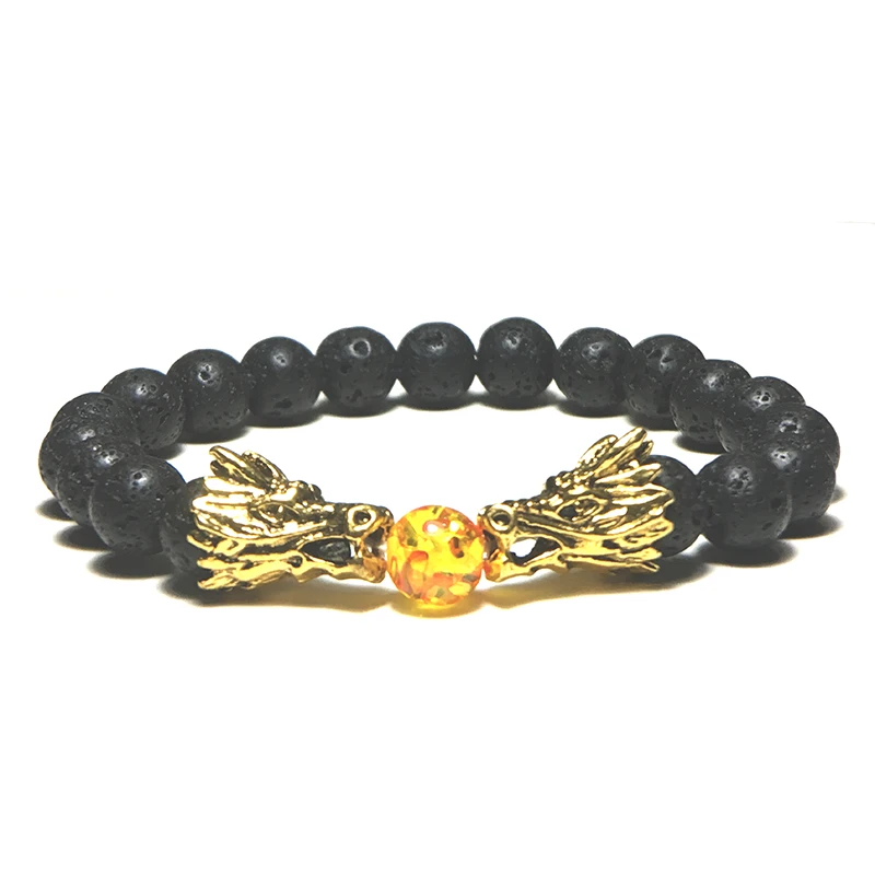 Punk Vintage Dragon Male Bracelets Natural Lava/Turquoises/Tiger eye Braslet For Men Accessories Camping Jewelry Erkek Bileklik | Украшения