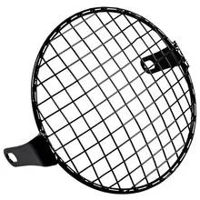 MAYITR 6.5 inch Retro Metal Motorcycle Front Headlight Lamp Mesh Grille Cover Mask Square Grid For Harley Honda Cafe Racer Parts