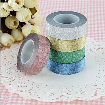 

15mm*10m Glitter Washi Tape Set Japanese Stationery Scrapbooking Decorative Tapes Adhesive Tape Kawai Adesiva Decorativa