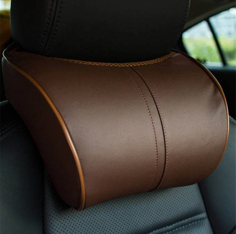 Автомобильная подушка для поддержки головы на спине, поясничная подушка из искусственной кожи с эффектом памяти, поясничная подушка, Автомобильная подушка для шеи и подголовника