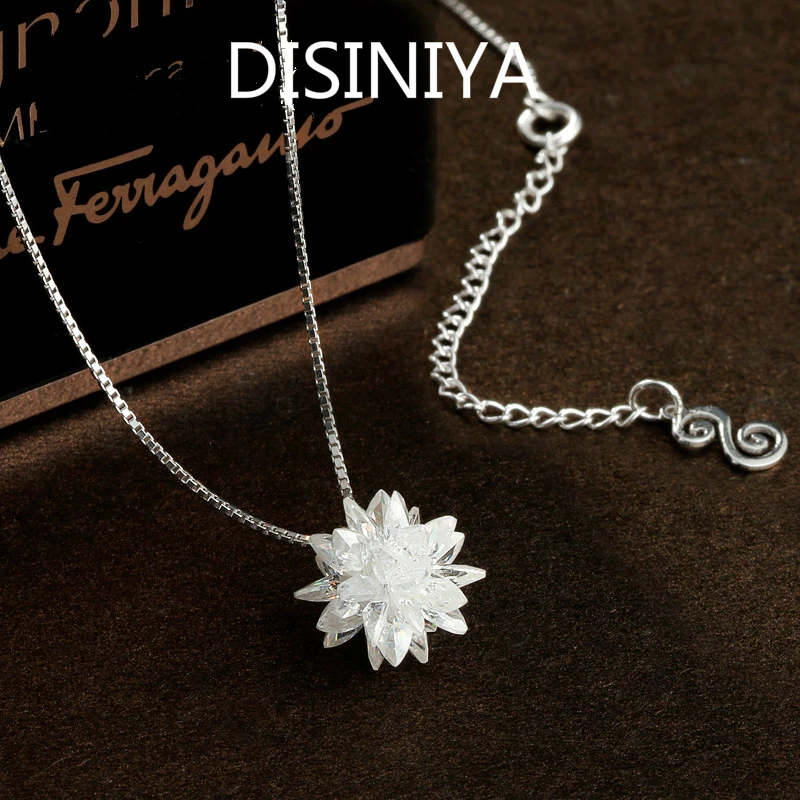 

Special Fashion 925 Sterling Silver Maxi Necklace Crystal Clear Necklaces & Pendants Snowflake Jewelry Gifts for Women S1768N
