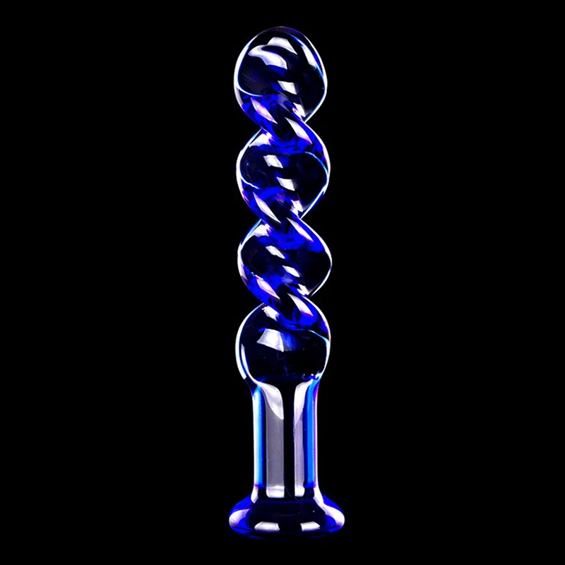 Голубая кристальная спираль стеклянный фаллоимитатор Анальная пробка для мастурбации G-Spot стимулирует сексуальные игрушки анальный