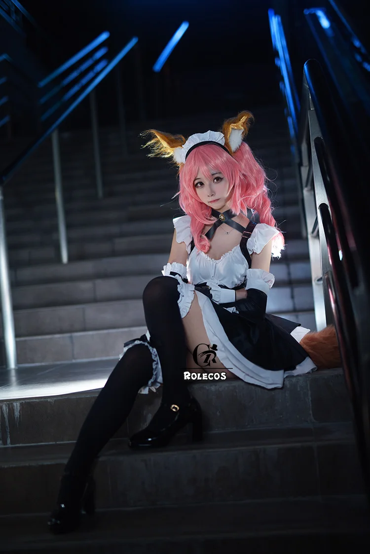 ROLECOS/японский Fate/EXTELLA Tamamo no Mae, карнавальный костюм, карнавальный костюм, костюм горничной, полный комплект, вечерние костюмы для косплея