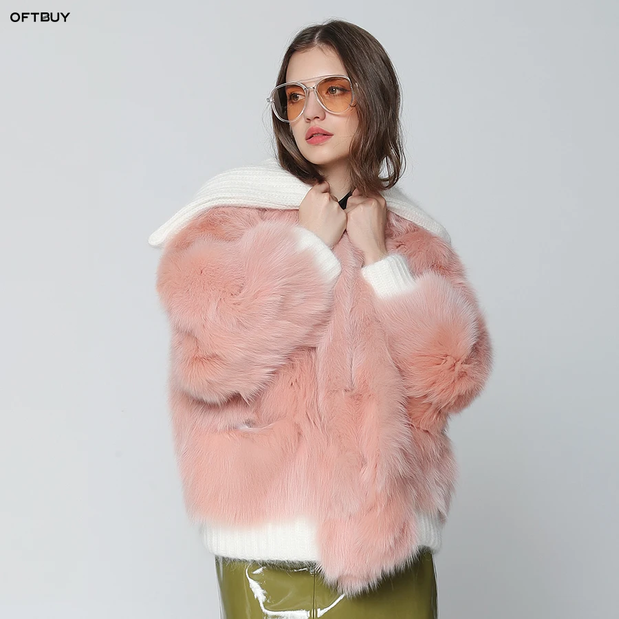 OFTBUY 2020 реального пальто с мехом женская зимняя куртка натуральная Шуба из