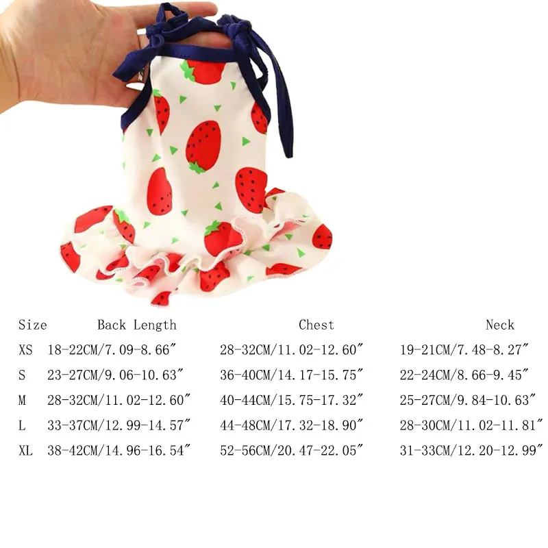 Летняя переноска для собак, дышащее детское платье с рисунком фруктов для щенков и кошек, костюмы, боди для чихуахуа xs-xl DOGGYZSTYLE - Цвет: Strawberry dress