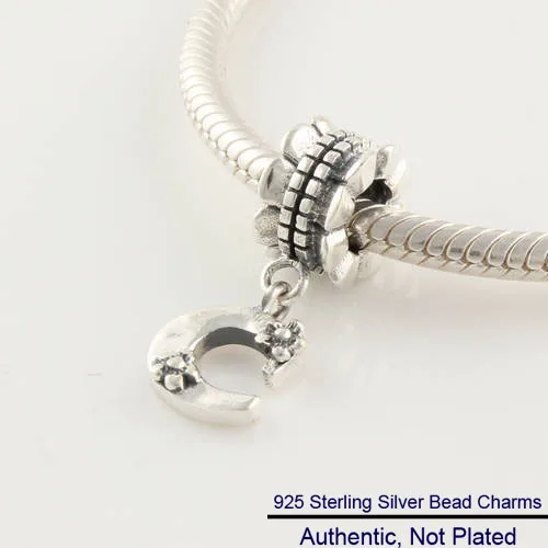 

Fits for Pandora Charms Bracelets Letter C Beads 100% 925 Sterling Silver Jewelry Free Shipping