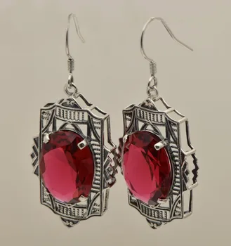 

Folk literature and art to restore ancient ways small pure and fresh and 925 sterling silver ruby earrings and collars