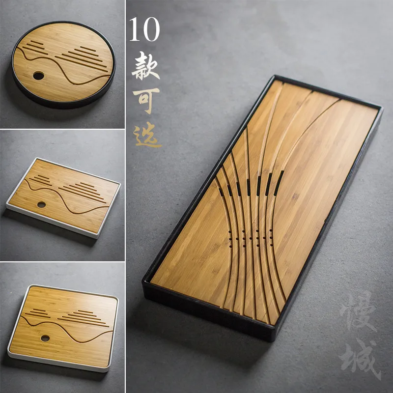 

Japanese Bamboo Tea Tray Home Kung Fu Tea Tray Plastic Bottom Storage Water Type Tea Table Tea Accessories Free Shipping