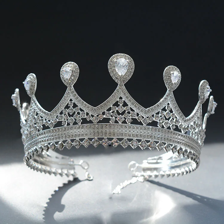 Woodqiqi Korean princess big crown wedding jewelry headdress European bride round crown headdress hair ornaments round crown (2)