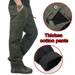 Зимний двухслойный для мужчин's брюки карго теплые армейские actives мешковатые хлопковые брюки для мужчин мужской Военная Униформа камуфляж