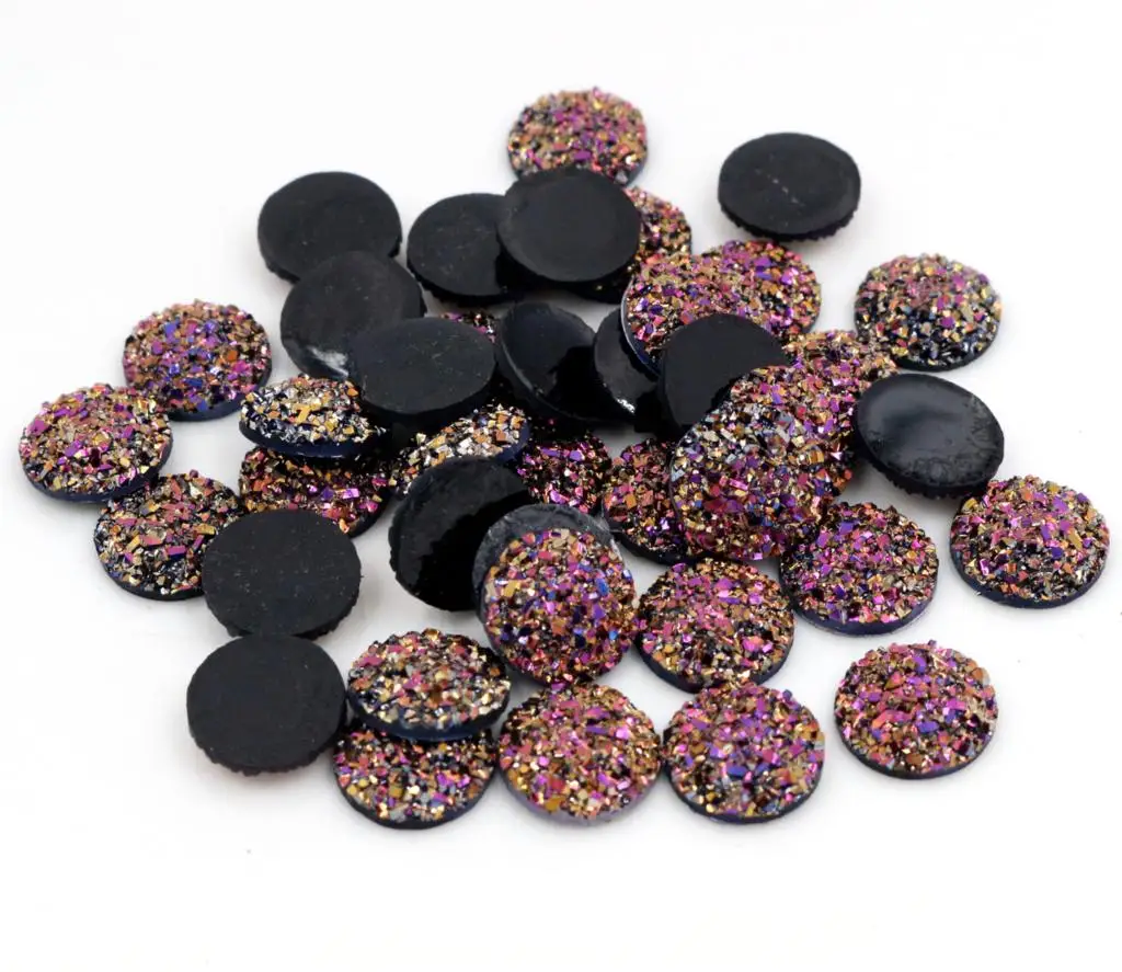 

New New New! 40pcs/Lot 12mm Aurora Colors Gradient colors Flat back Resin Cabochons Fit 12mm Cameo Base Cabochons G4-44