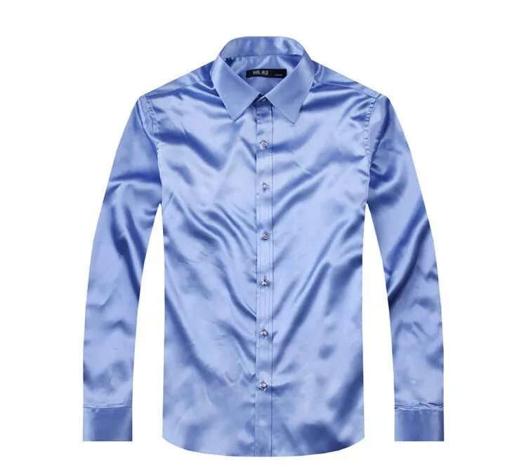 21 цвет, мужская рубашка очень хорошего качества с длинным рукавом, деловая шелковая рубашка для отдыха, мужская рубашка для развития морали размера плюс S-5XL, SA0160 - Цвет: Небесно-голубой