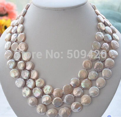 

Free Shipping 14mm lavender coin freshwater pearl necklace 48