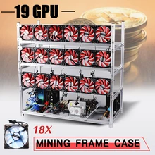 Open Air Frame Miner 19 GPU Mining Rig Frame+18 Fan For ETH Bitcoin Black/ Silver