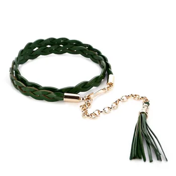 

PU Leather Long Belt Cowhide Chain Women Decoration Waistband Rope Belt Tassel Straps Ceinture Waistband