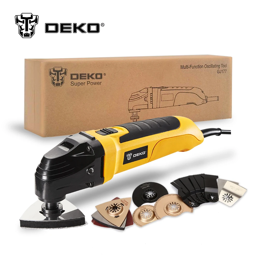 

DEKO 220V Variable Speed Electric Multifunction Oscillating Tool Kit Multi-Tool Power Tool Electric Trimmer Saw w/ Accessories