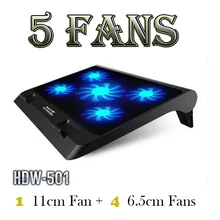 Notebook USB Radiator HDW-501 with 5 Fans For under 17″ Laptop Computer Cooling Cracket Base Pad