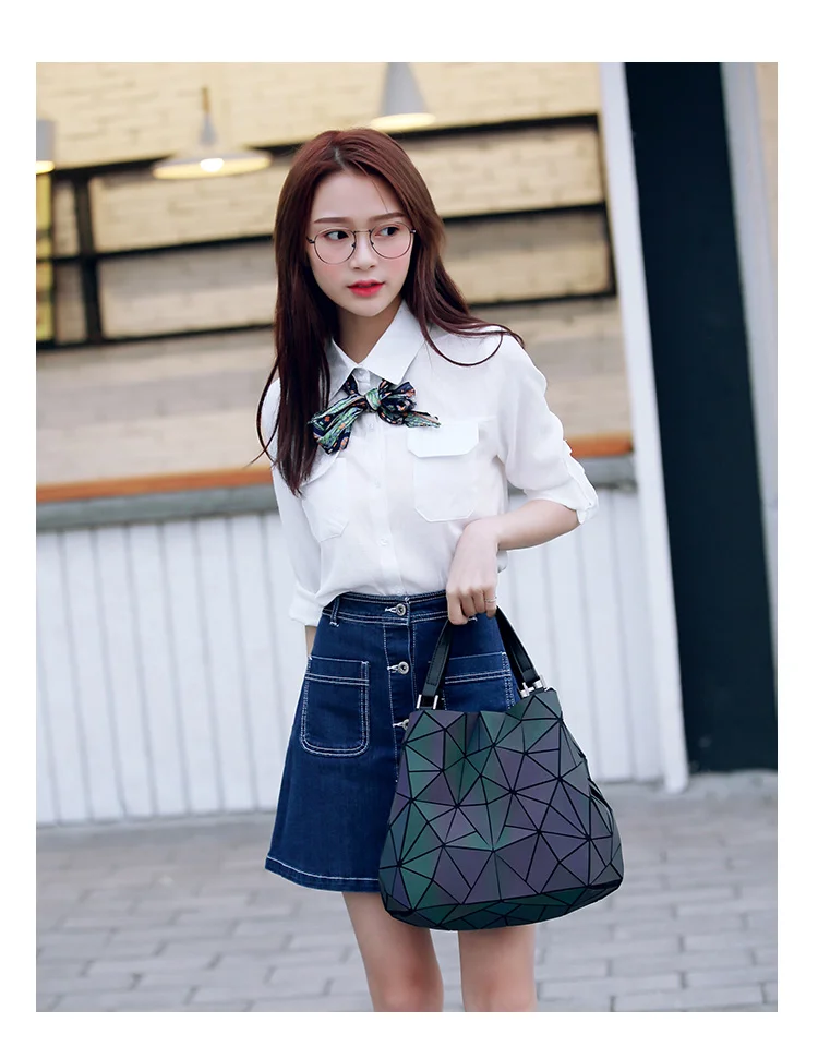 2017 Bao Bao bag Women Luminous sac baobao Bag Diamond Tote Geometry Quilted Shoulder Bags Laser Plain Folding Handbags bolso (13)