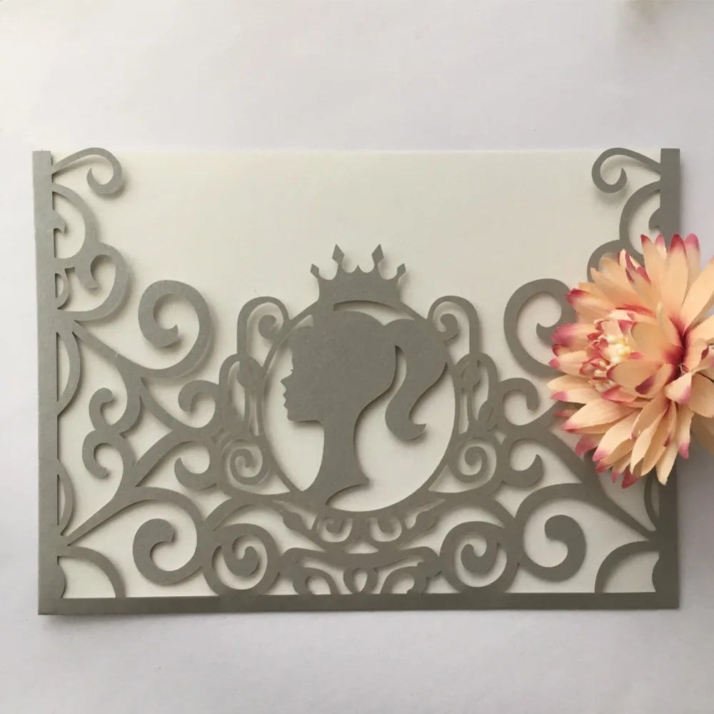 20pcs/lot Elegant Girl Princess Pearl Paper Wedding Invitation 16th Birthday Party Greeting Blessing Card Adult Ceremony | Дом и сад