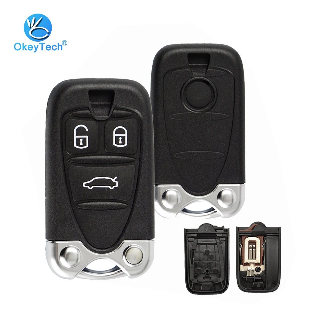 Online OkeyTech carcasa de llave remota de coche para Alfa Romeo 159 Brera 156 Spider carcasa de 3 botones con hoja de inserción para Alfa Smart Key Fob Case
