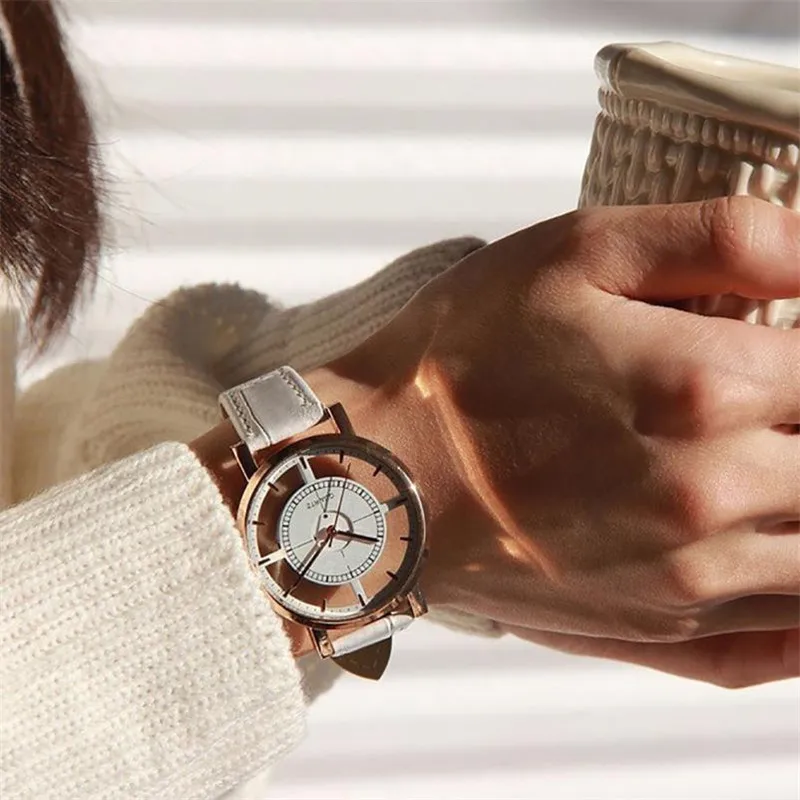 Простые Женские часы с выемкой, роскошные деловые винтажные наручные часы Geneva, Аналоговые кварцевые наручные часы relogio feminin 35