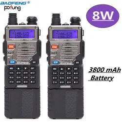 2 шт. Baofeng UV-5RE 8 Вт высокое Мощность Walkie Talkie Мощность ful 3800 мАч Uhf Vhf 8 Вт Long Range Пеший Туризм UV5RE CB Портативный Любительское радио