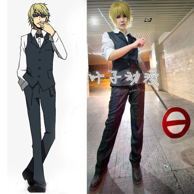 新しいユニセックス女性 男性平和島静雄コスプレアニメデュラララバーテンダー衣装フルセットシャツ ベスト ネクタイ パンツ Pant Length Shirt Ufcpants Sweat Aliexpress
